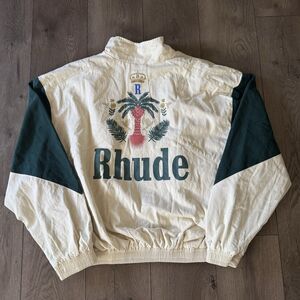 Rhude Palm Logo Variety Bomber Jacket Size XL Luxury Streetwear Beige